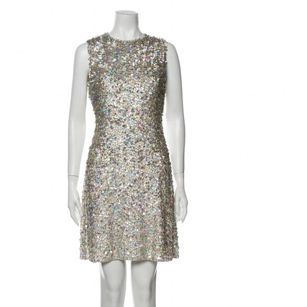 Jenny Packham Silk Embellished Silver Mini Dress BNWT UK12 US8